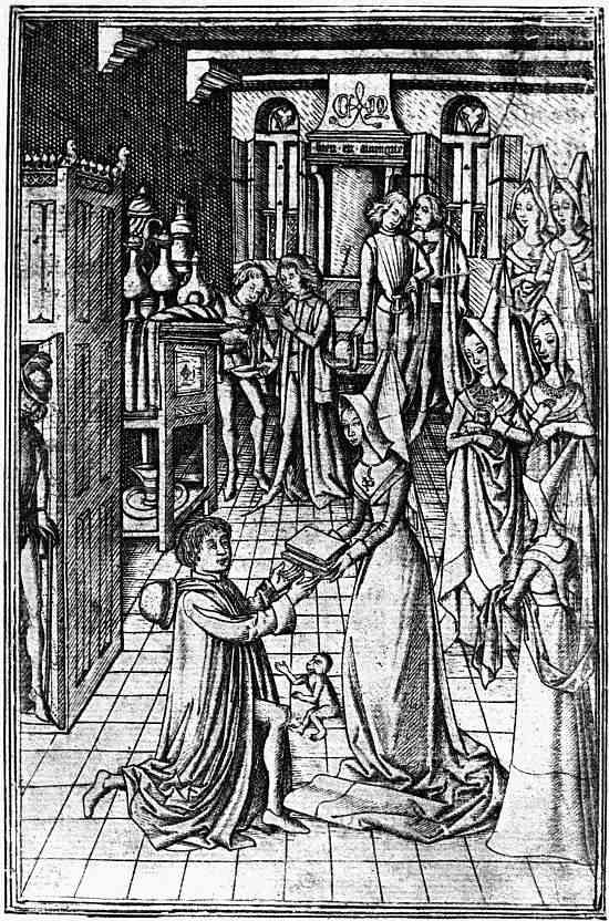 Engraving of an Author possibly CAXTON Presenting a Book to Margaret Duchess - photo 2