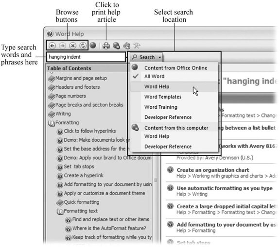 Figure A-1 Think of Word Help as a Web browser dedicated to articles about - photo 3