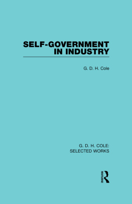 G. D. H. Cole Self-Government in Industry