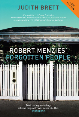 Judith Brett Robert Menzies Forgotten People