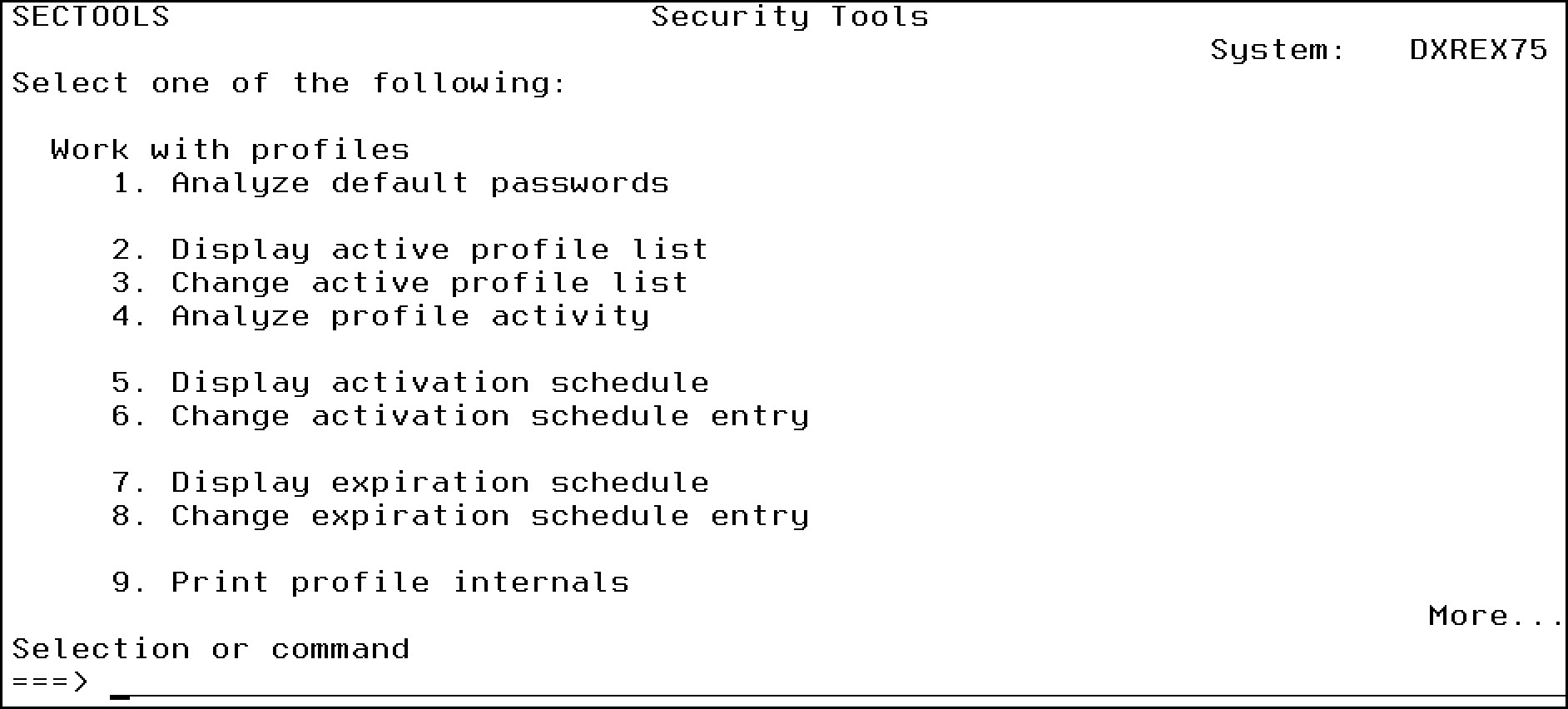 Figure 141 Type GO SECTOOLS to get to this menu Option 1 is simply the - photo 1