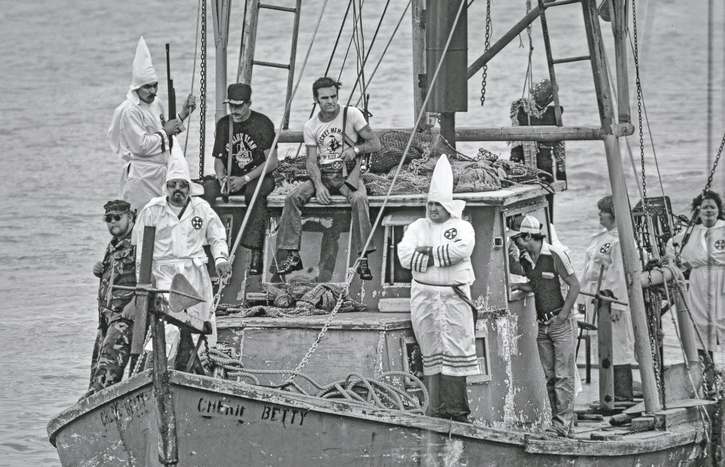 Members of the Texas Knights of the Ku Klux Klan patrol Galveston Bay menacing - photo 3