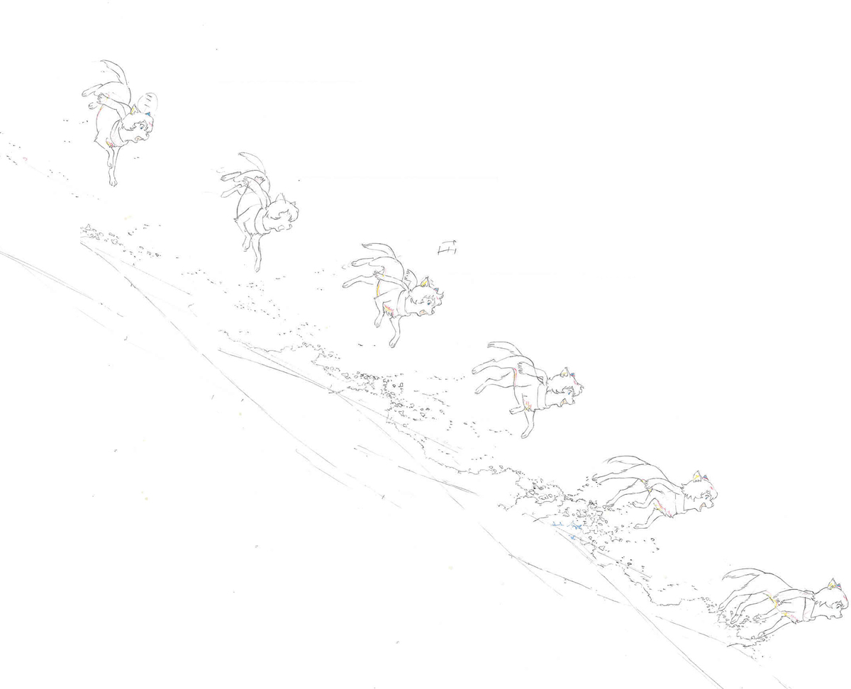 Ame frolics in the snow in these animation drawings from Wolf Children - photo 5