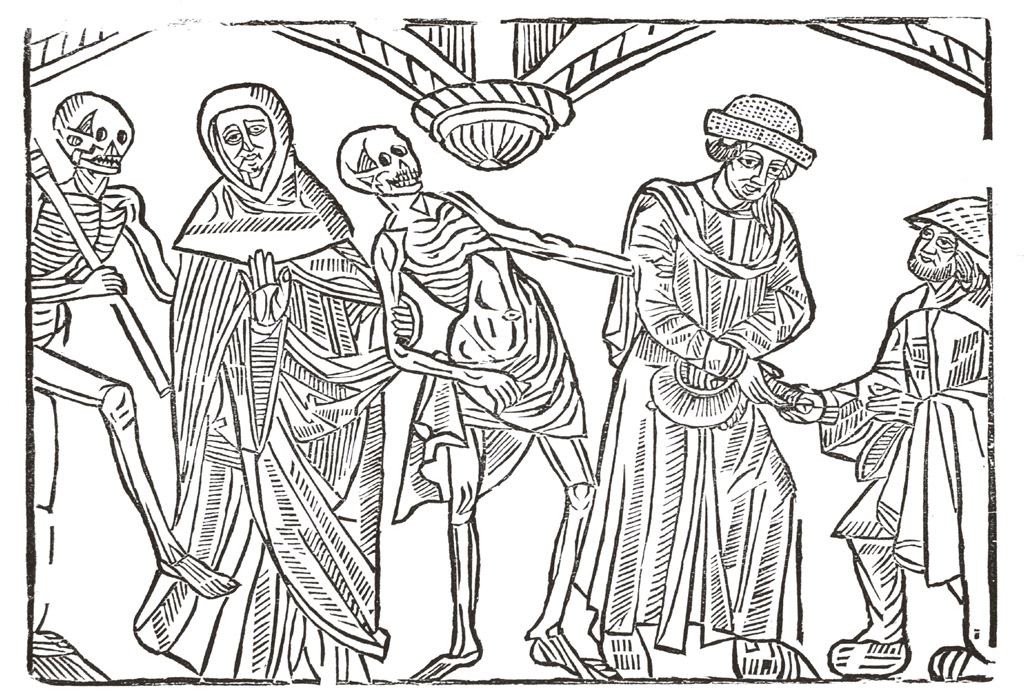 A woodcut from Guyot Marchants Danse Macabre 1485 shows a usurer second from - photo 4