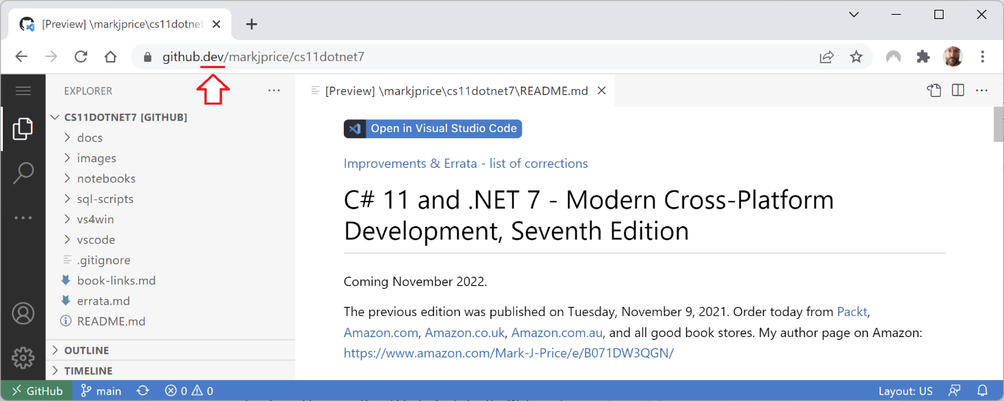 Figure 11 GitHub Codespaces live editing the books GitHub repositoryWe - photo 3