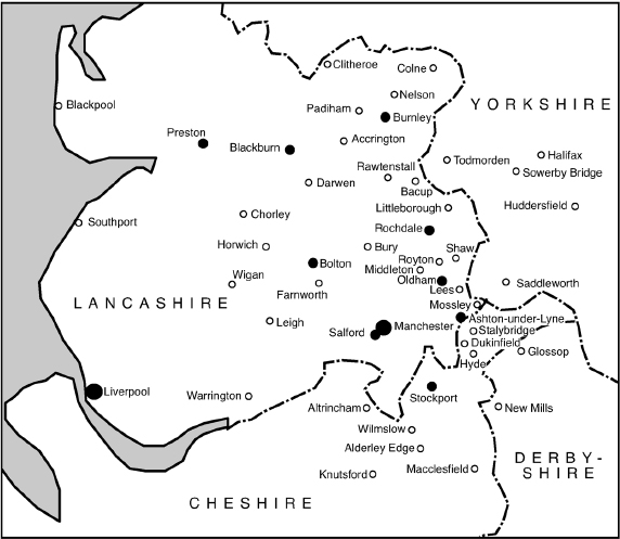 Map 1 The Cotton Towns of North-West England Adapted from Fowler A and T - photo 5