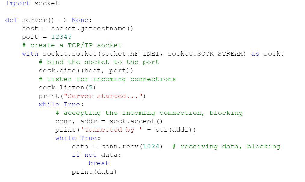 Here the server just listens to the socket and accepts incoming connections - photo 5