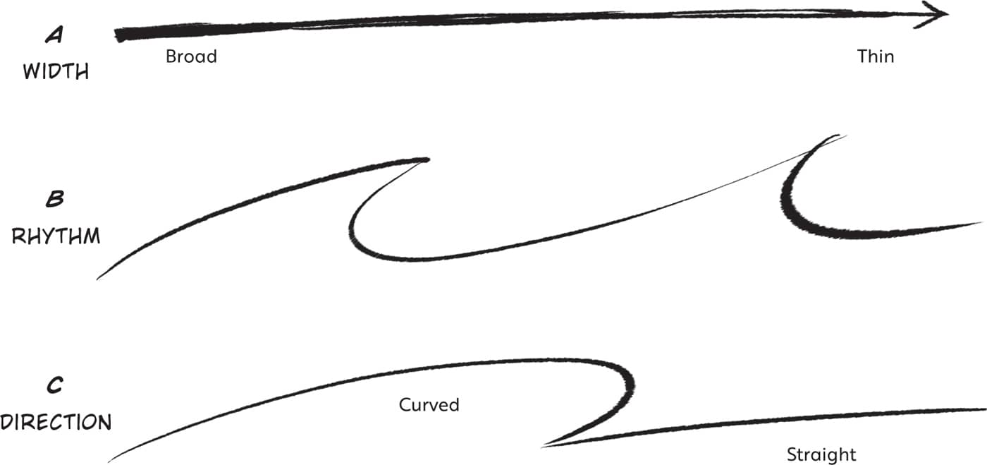 Compared with nondynamic lines A varied lines B are more three-dimensional - photo 7