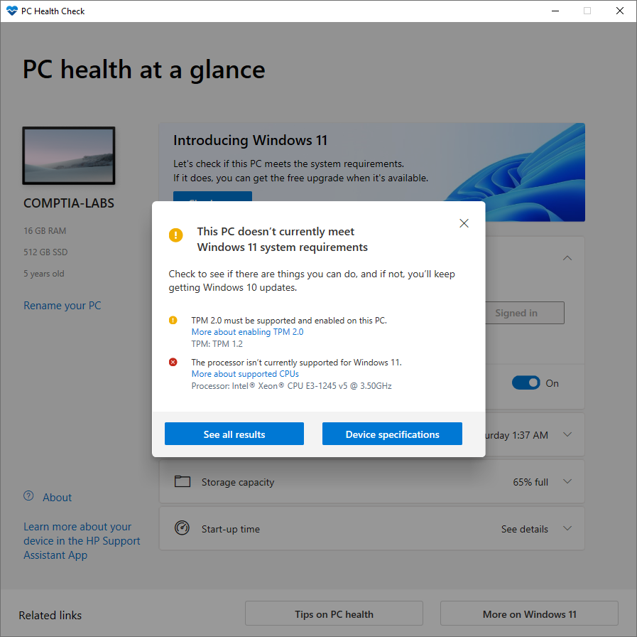 Running PC Health Check to verify compatibility with Windows 11 This computers - photo 1