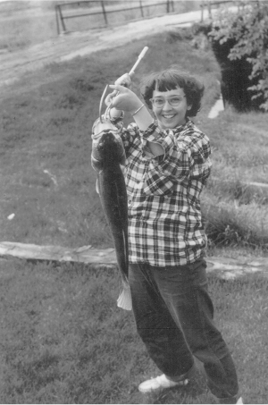 Jessie Zellmer with her monster walleye Itasca State Park 1951 Photograph by - photo 5