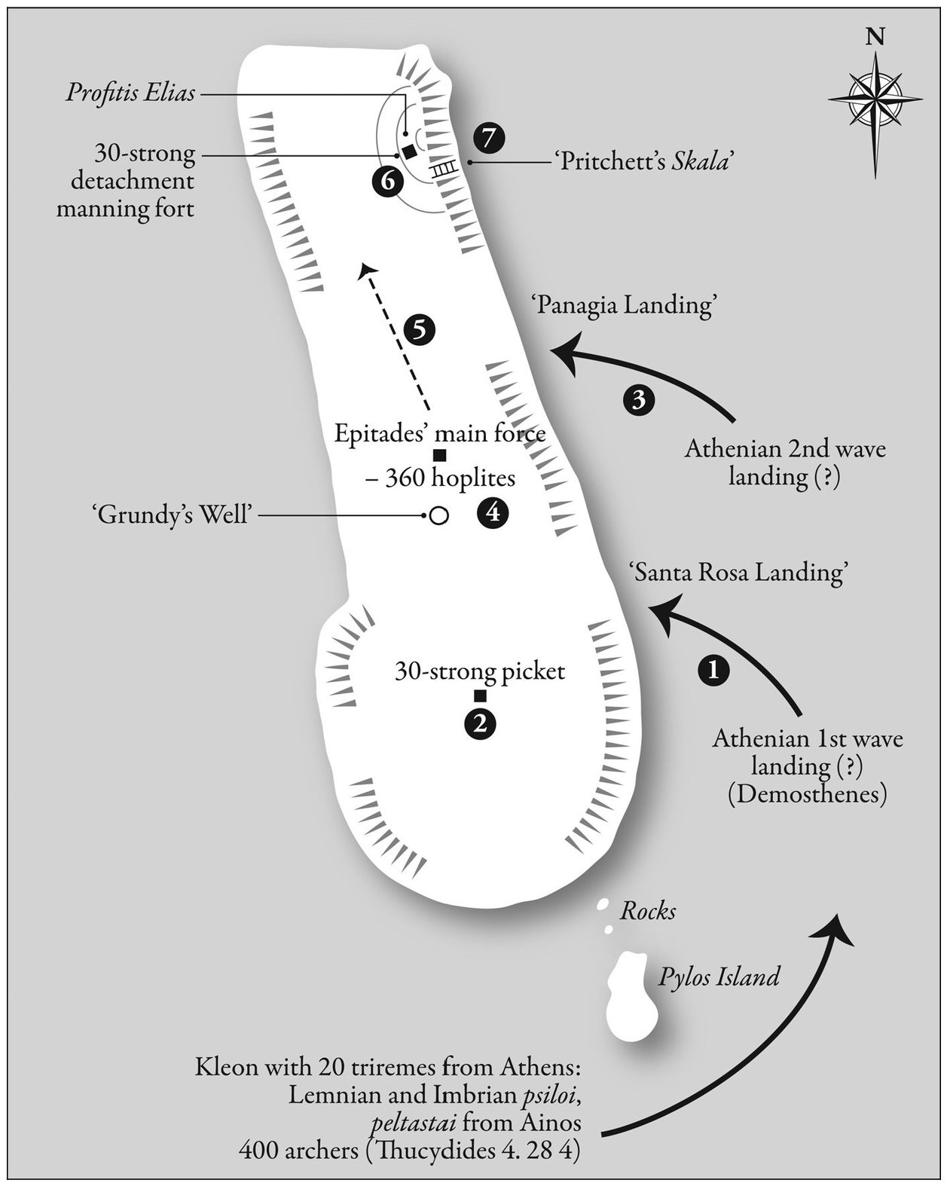 Map 1c Pylos Summer 425 BC the final stand The eastern flank of Profitis - photo 3