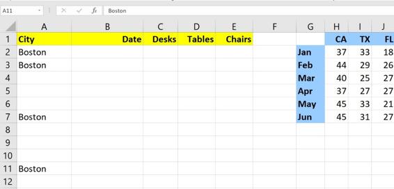 Fig 112 NewData worksheet updated with city name Boston in Cells A2 A3 - photo 3