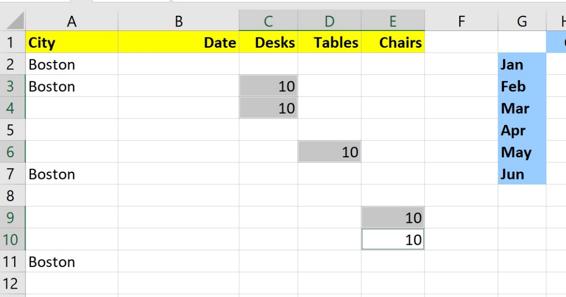 Fig 113 NewData worksheet updated with number 10 in Cells C3 C4 D6 E9 - photo 4