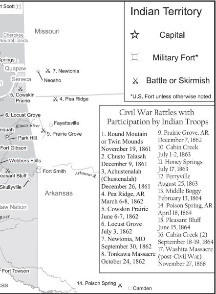 Civil Warera Indian Territory places and regional battle sites Map courtesy of - photo 4