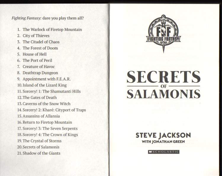 Fighting Fantasy Gamebook Secrets of SalaMonis 40th Anniversary edition - photo 4