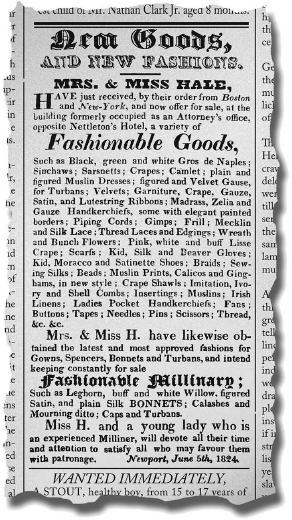 An advertisement for the millinery shop Hale opened with her sister-in-law - photo 14