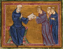 St Benedict delivers the Rule from the Rule of St Benedict at the Monastery of - photo 9