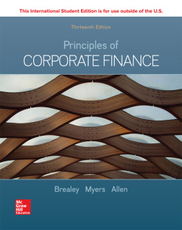 Richard Brealey ISE EBook Online Access for Principles of Corporate Finance