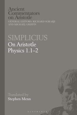 Stephen Menn - Simplicius: On Aristotle Physics 1.12