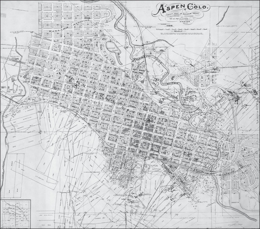 This 1893 map of the Aspen area includes streets and some buildings as well as - photo 2