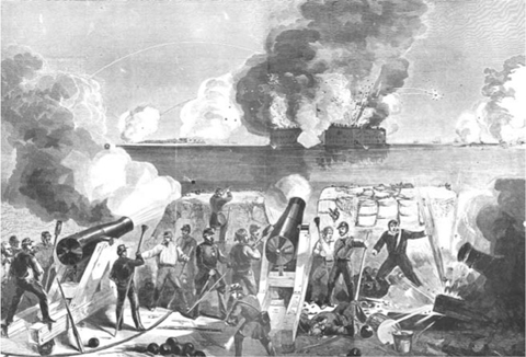 Illustration of the firing on Fort Sumter April 12 1861 published in Harpers - photo 3