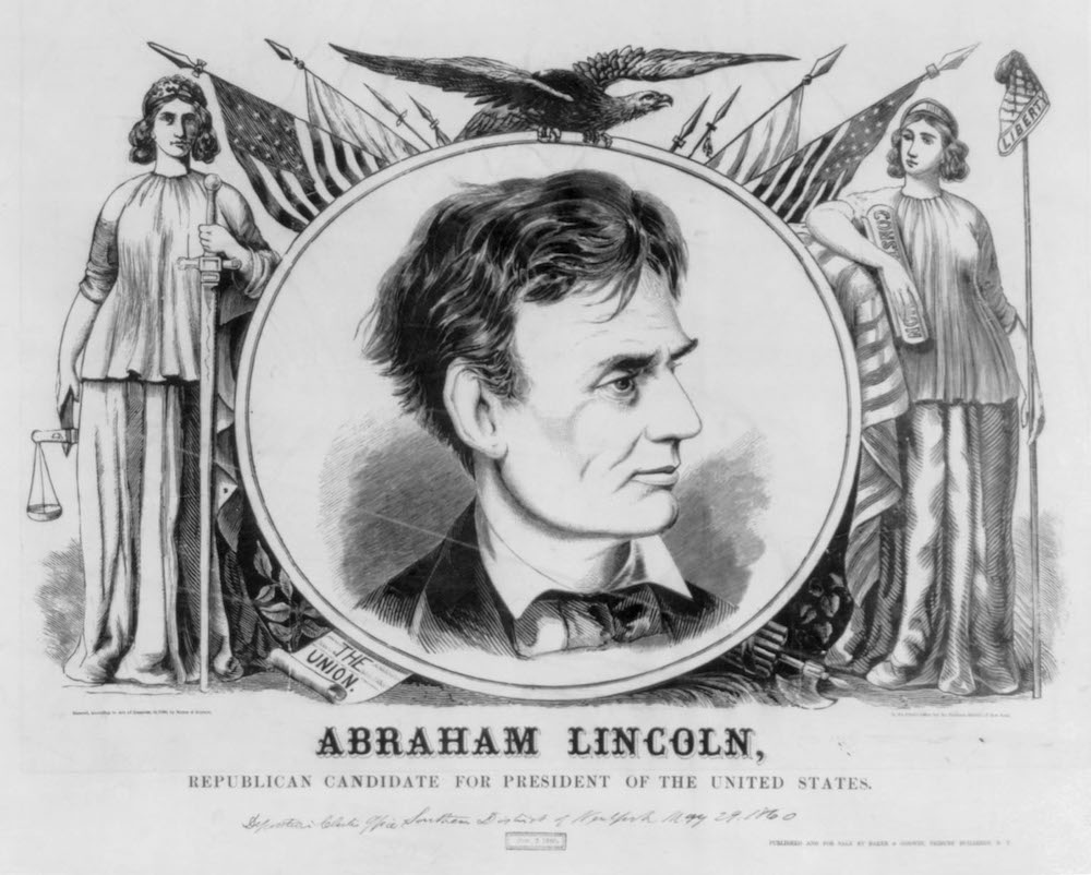 A campaign poster for Abraham Lincoln Republican candidate for president in - photo 1