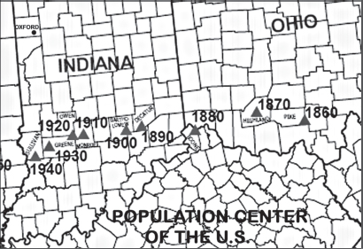 The population center of the United States remained in Indiana throughout Dan - photo 2