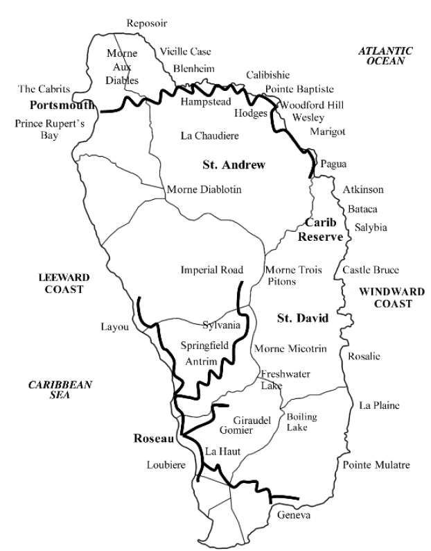 Map of Dominica showing the main places mentioned in this book parish - photo 4