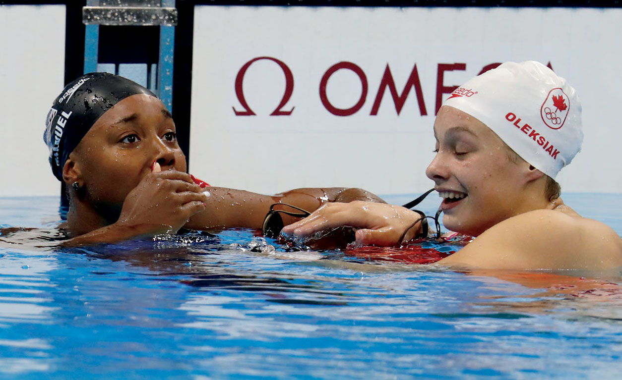 Simone celebrates her win with Penny Oleksiak during the 2016 Olympics FACT - photo 3