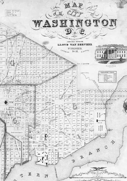 Detail of Lloyd van Derveers 1851 map of Washington DC showing Capitol - photo 2