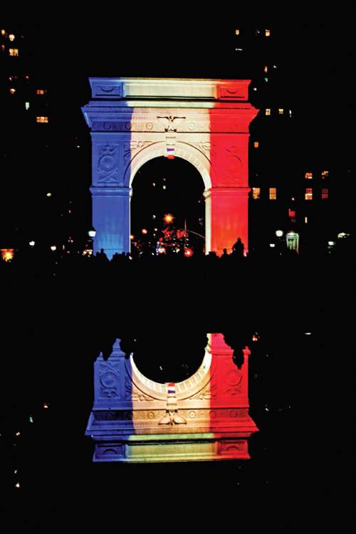 New York Citys iconic Washington Square Arch is lit in the colors of the French - photo 2
