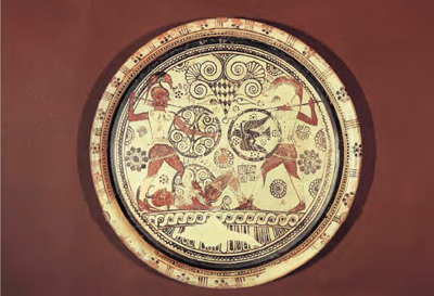 A ceramic plate depicts a battle between Menelaus king of Sparta and the - photo 6