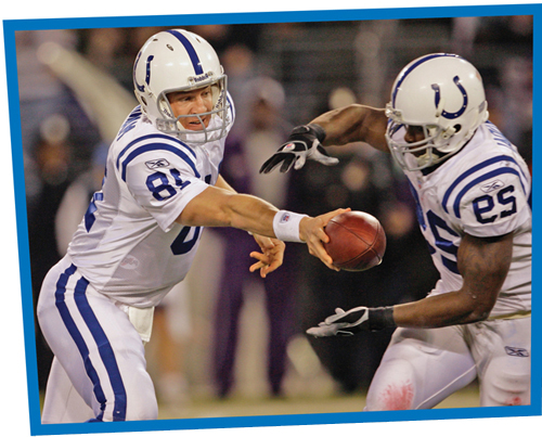 Manning hands the ball off to teammate Joseph Addai for a running play against - photo 3