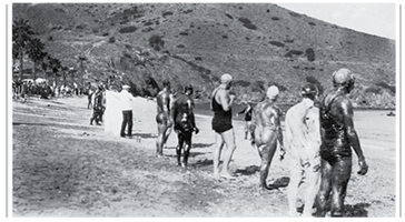 On January 16 1927 swimmers some slathered in grease to keep warm line up - photo 2