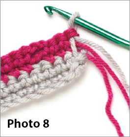 Now begin the main pattern with row 1 and gray Row 1 RS Ch 1 sc in first - photo 9