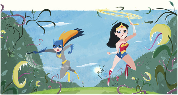 Wonder Woman and Batgirl chased Poison Ivy through the twists and turns of the - photo 16