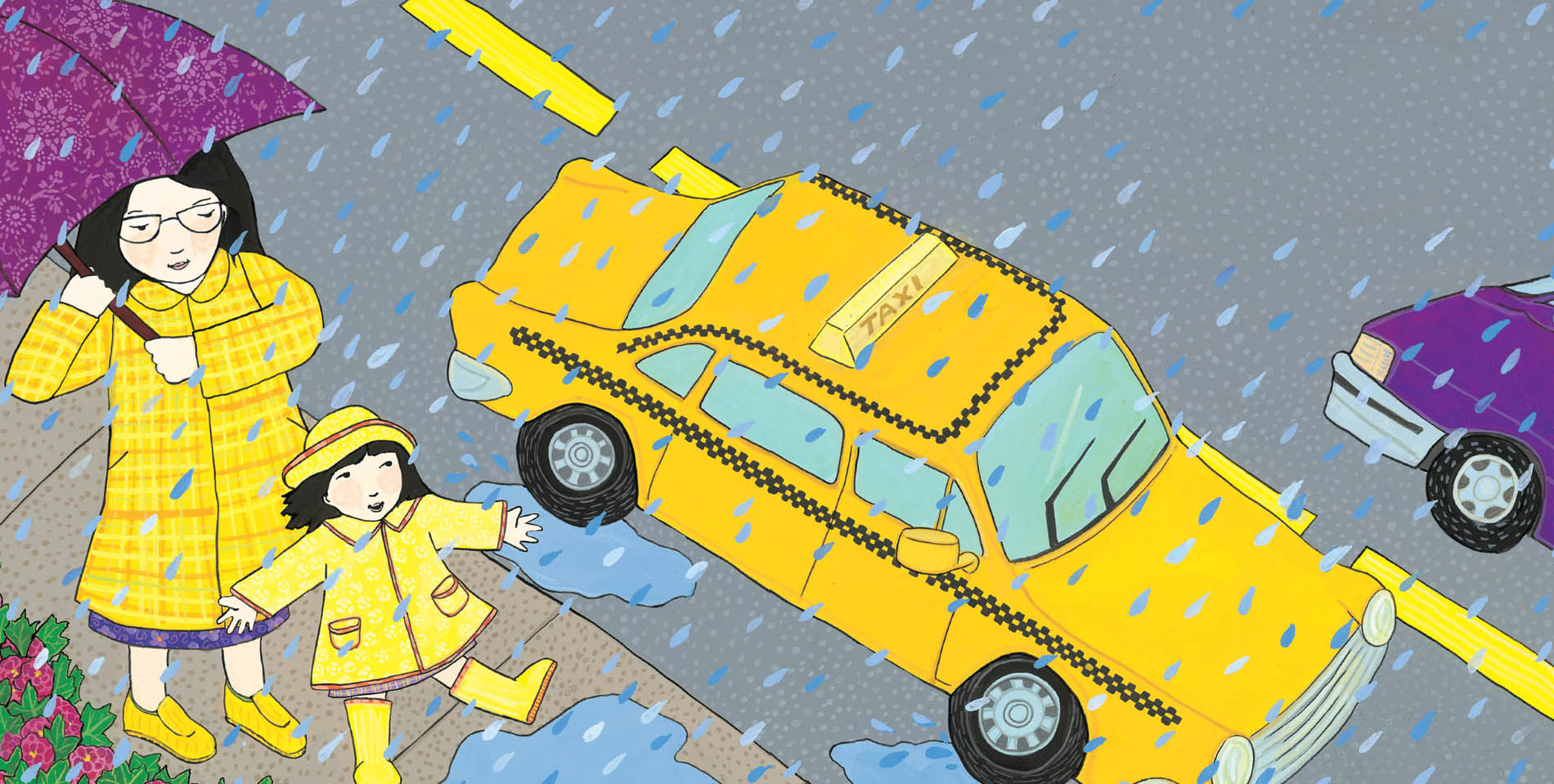 Yellow are raincoats and bright rubber boots Yellow is a taxi that honks and - photo 7