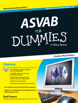 Rod Powers - ASVAB For Dummies, Premier Plus (with Free Online Practice Tests)