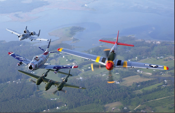 Four generations of aircraft of the United States Air Force flying over Hampton - photo 5