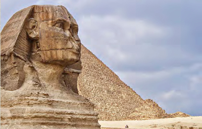 Carved about 2500 BCE the Great Sphinx stands before the pyramid complex in - photo 4