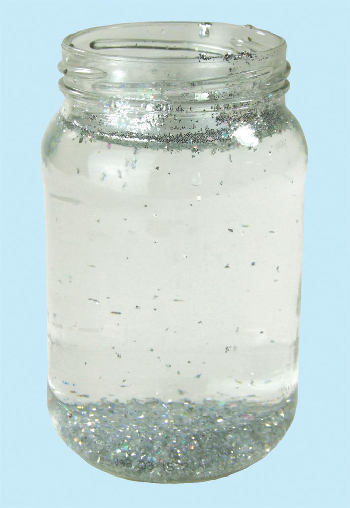 5 Add a few pinches of glitter to the water in the jar and let them settle to - photo 5