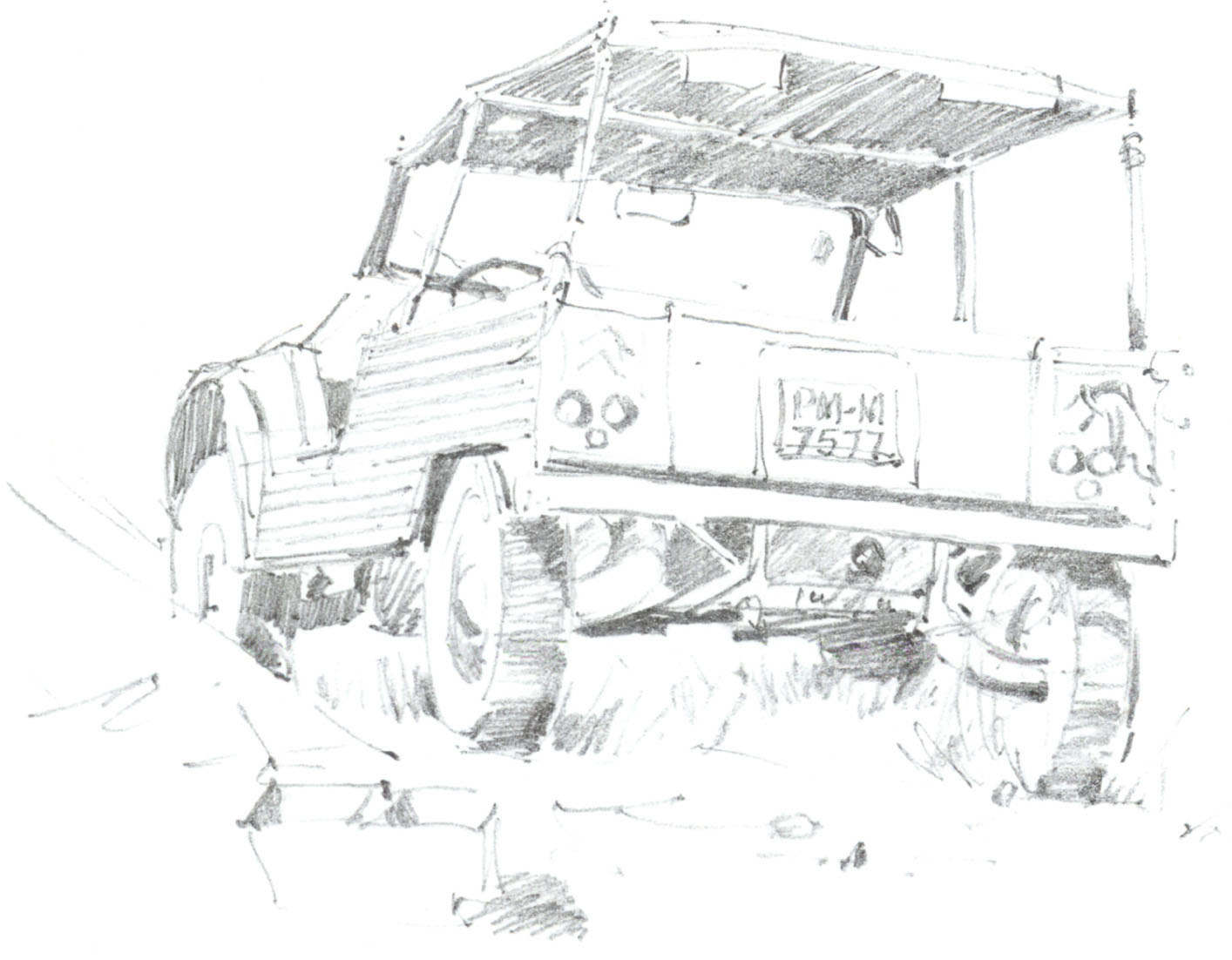 Spanish Truck This information sketch was done with a 2B pencil so that I - photo 5