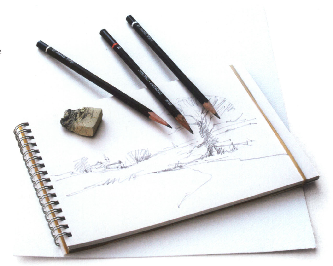 A basic pencil sketching kit 2B 3B and 6B pencils a putty eraser and - photo 9