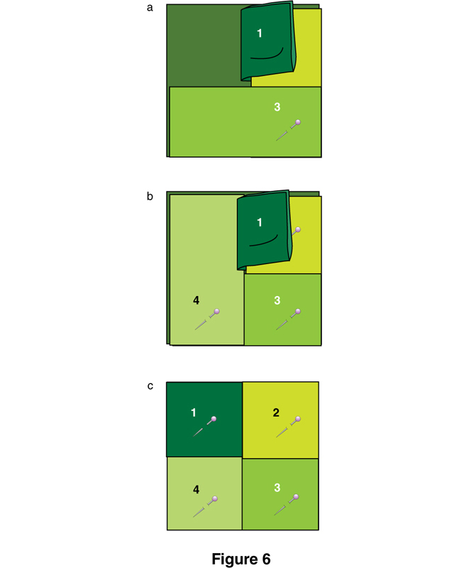 Position folded square 4 on the left side of the battingbacking unit matching - photo 7