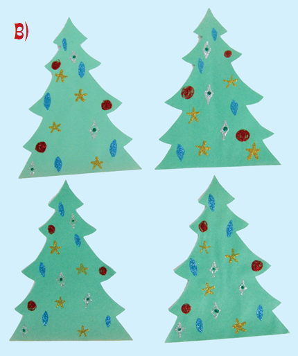 2 Decorate the four tree shapes as you wish with markers crayons glitter or - photo 5