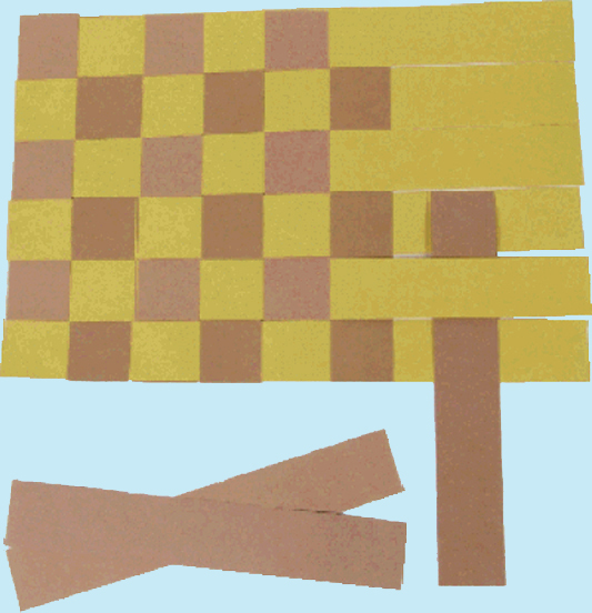 3 Weave all the strips of light-brown paper and all the strips of yellow paper - photo 11