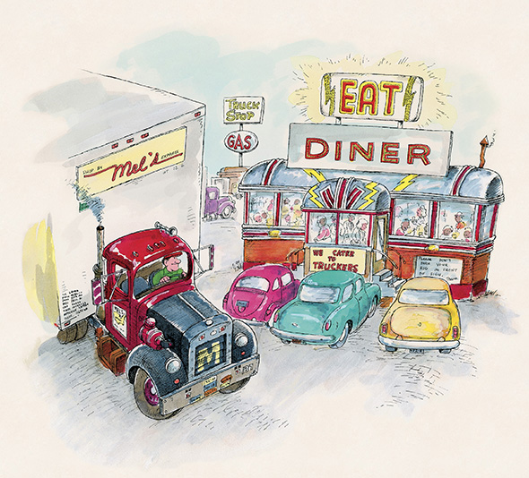 When he gets hungry Joe stops at a diner Many other truckers stop there too - photo 24