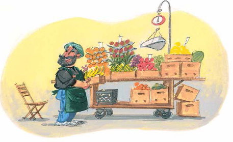 Hassan is on the corner with his fruit and vegetable cart and a pile of - photo 7