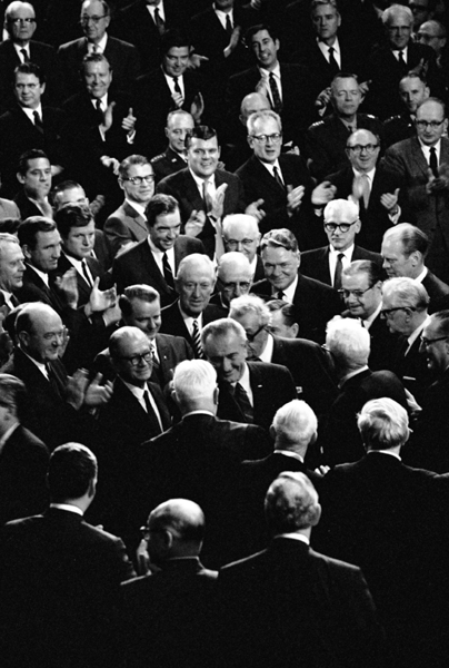 LBJ surrounded by well-wishers following his last State of the Union address - photo 2