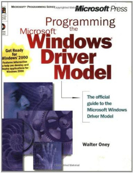 Walter Oney - Programming the Microsoft Windows Driver Model